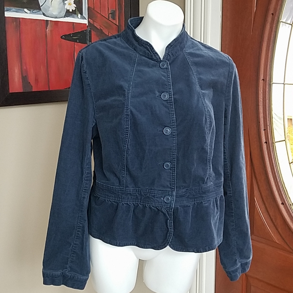 EUC a.n.a Dark blue corduroy peplum jacket